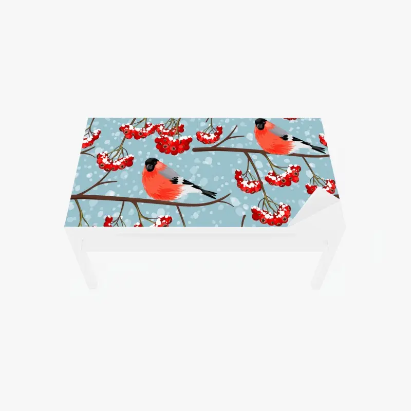 Tischaufkleber und Schreibtischaufkleber winterliche gimpel und vogelbeeren - muster