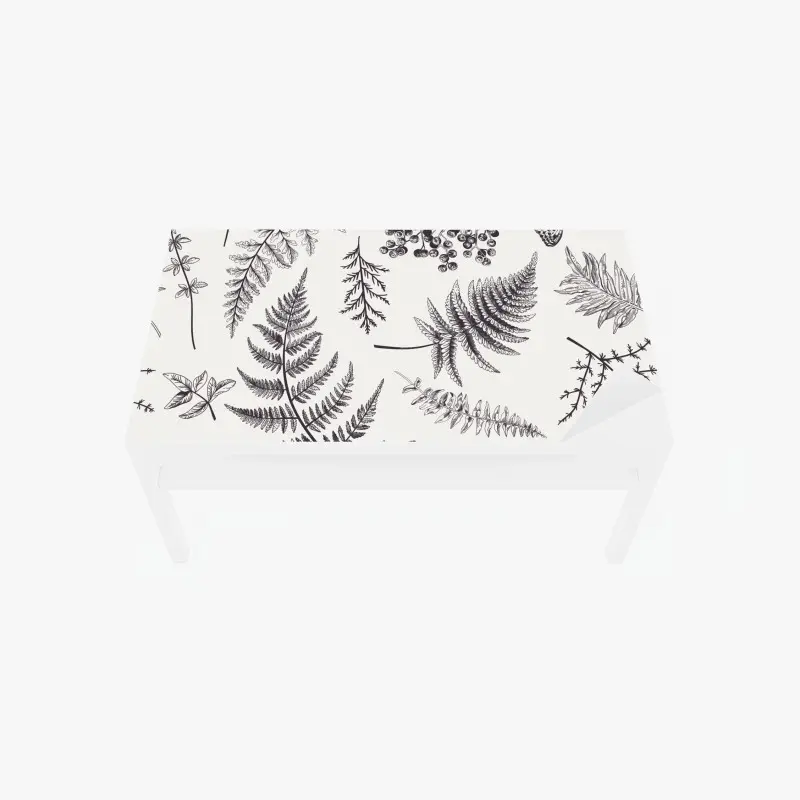 Tischaufkleber und Schreibtischaufkleber monochromes botanisches blättermuster
