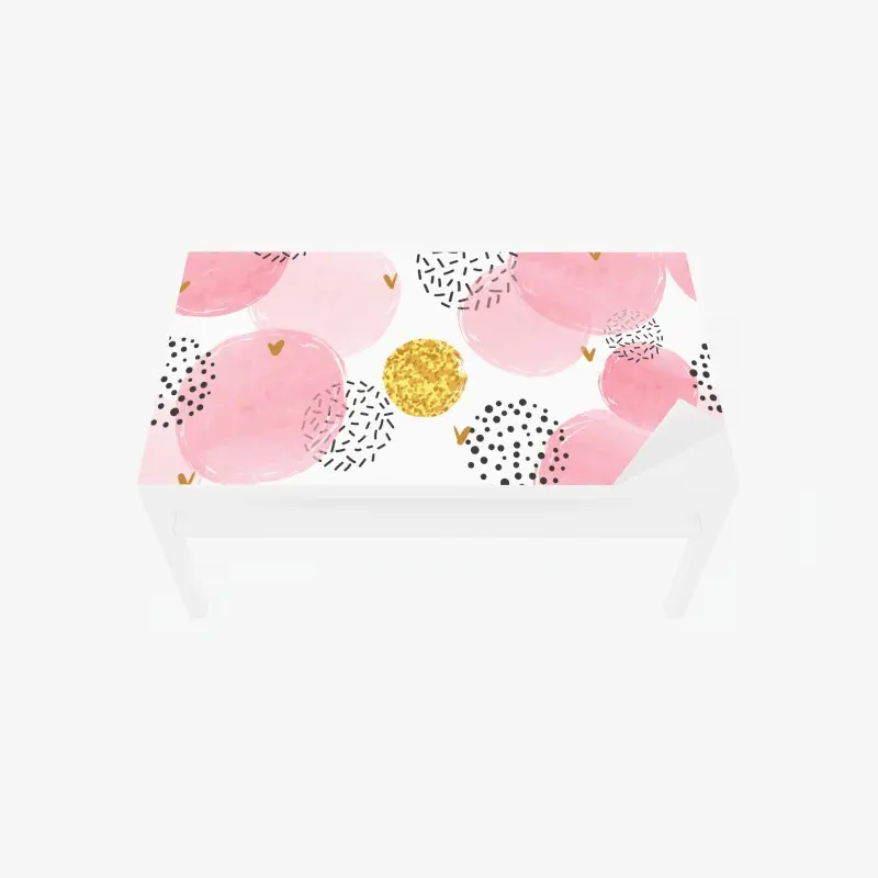 Tischaufkleber und Schreibtischaufkleber rosa aquarellkreise mit goldenen akzenten