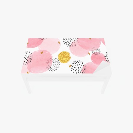 Tischaufkleber und Schreibtischaufkleber rosa aquarellkreise mit goldenen akzenten – Pixers®