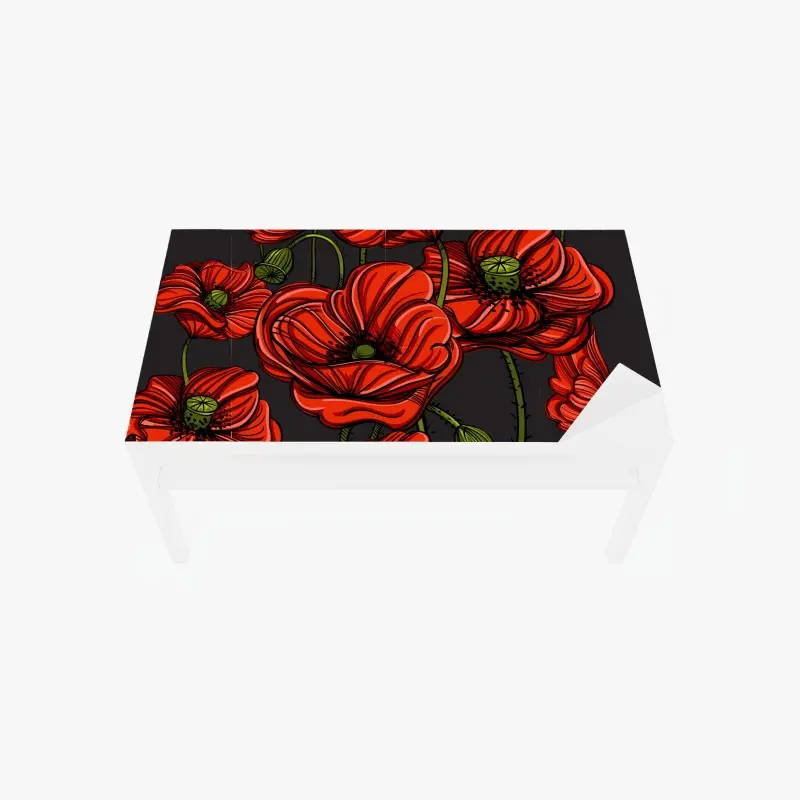 Tischaufkleber und Schreibtischaufkleber kräftige rote mohnblumen illustration