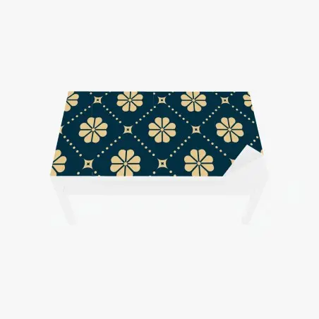 Tischaufkleber und Schreibtischaufkleber türkis beiges blumen geometrisches muster – Pixers®