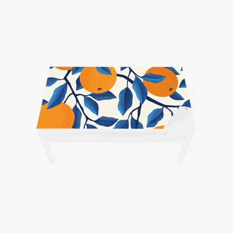 Tischaufkleber und Schreibtischaufkleber kräftiges zitrusmuster in orange und blau