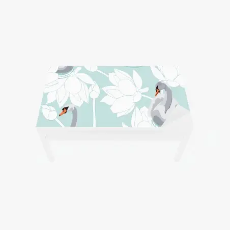 Tischaufkleber und Schreibtischaufkleber sanfte schwäne und lotusblumen – Pixers®