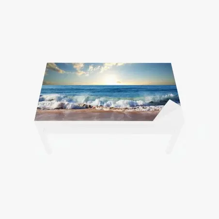 Tischaufkleber und Schreibtischaufkleber ruhiger sonnenuntergang am strand – Pixers®