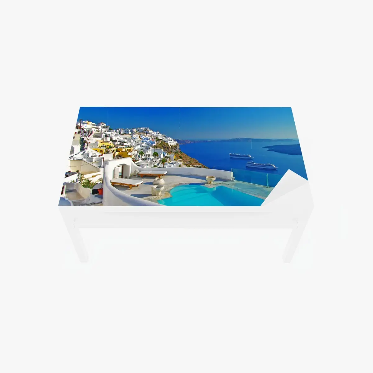 Tischaufkleber und Schreibtischaufkleber Santorini meerblick mit pool – Pixers®