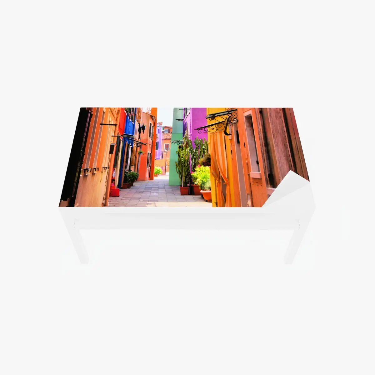 Tischaufkleber und Schreibtischaufkleber bunte mediterrane gasse – Pixers®