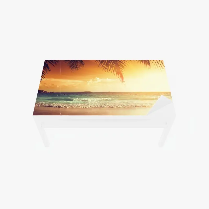 Tischaufkleber und Schreibtischaufkleber strand bei sonnenuntergang in der Karibik
