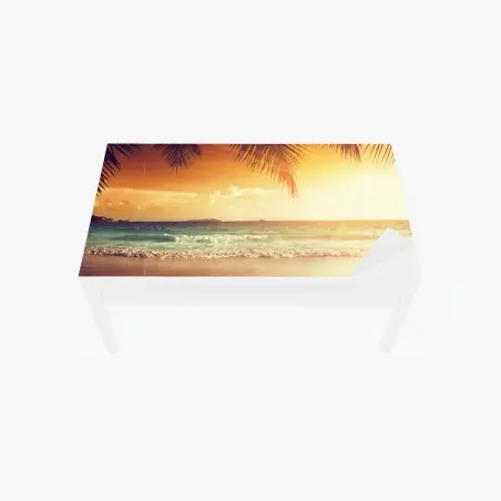 Tischaufkleber und Schreibtischaufkleber strand bei sonnenuntergang in der Karibik – Pixers®
