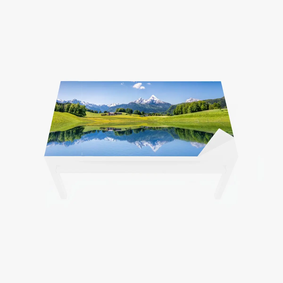 Tischaufkleber und Schreibtischaufkleber alpenpanorama mit spiegelung im see – Pixers®