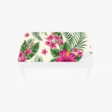 Tischaufkleber und Schreibtischaufkleber tropisches muster mit rosa hibiskus – Pixers®