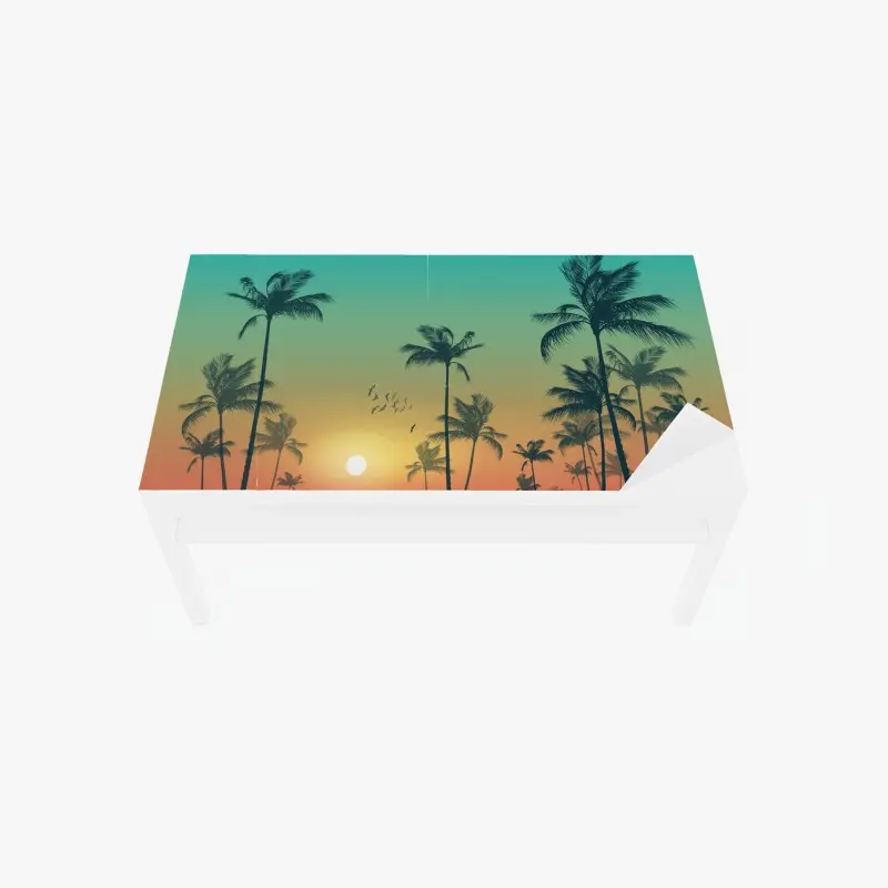 Tischaufkleber und Schreibtischaufkleber tropischer sonnenuntergang mit palmensilhouetten