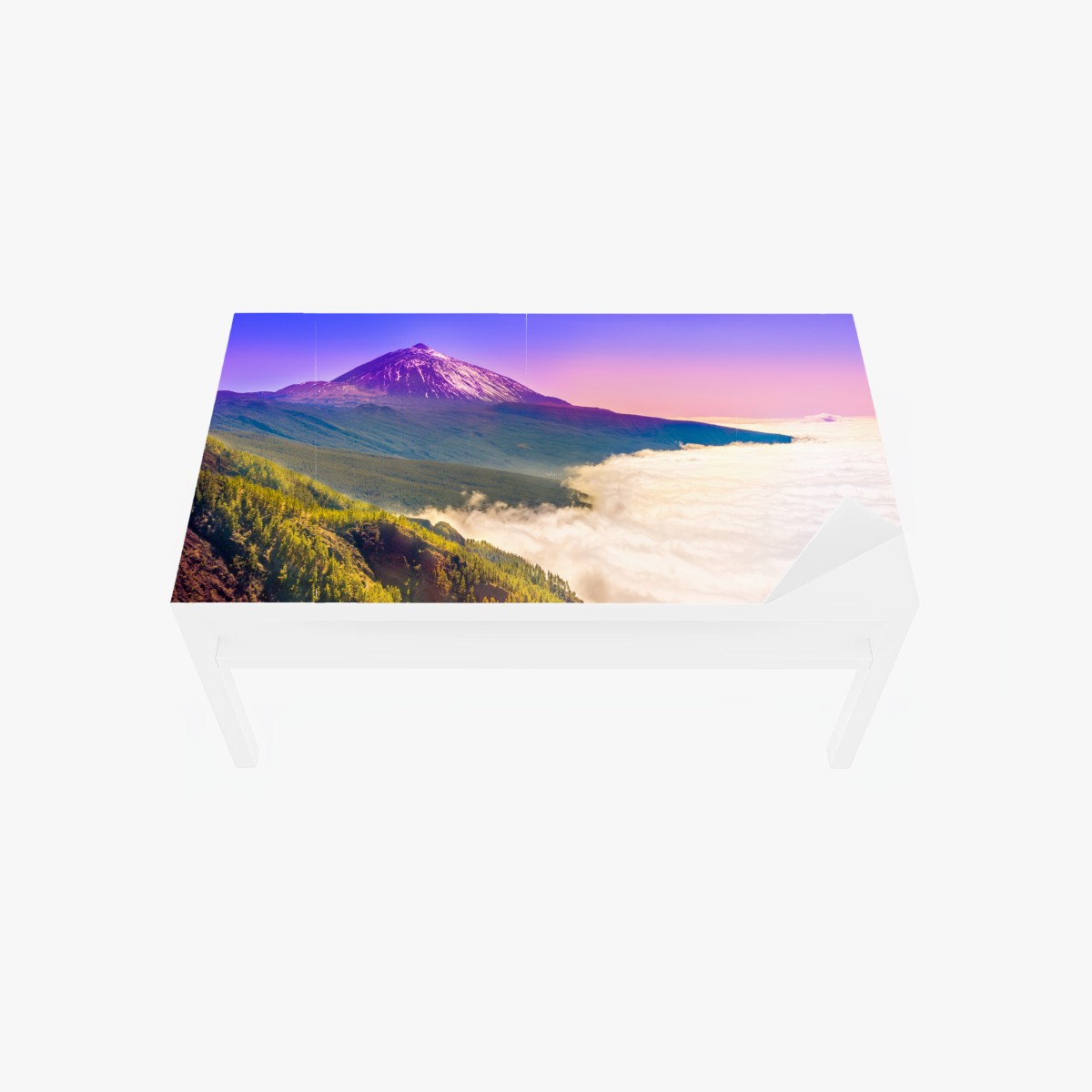 Tischaufkleber und Schreibtischaufkleber vulkanischer gipfel Teide über einem meer aus wolken – Pixers®