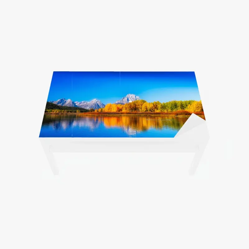 Tischaufkleber und Schreibtischaufkleber herbstliche berge und seenlandschaft