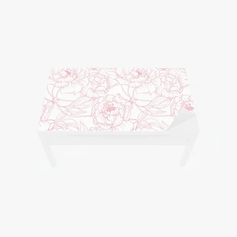 Tischaufkleber und Schreibtischaufkleber zartes rosa paeonien-line-art-muster
