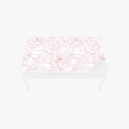 Tischaufkleber und Schreibtischaufkleber zartes rosa paeonien-line-art-muster – Pixers®
