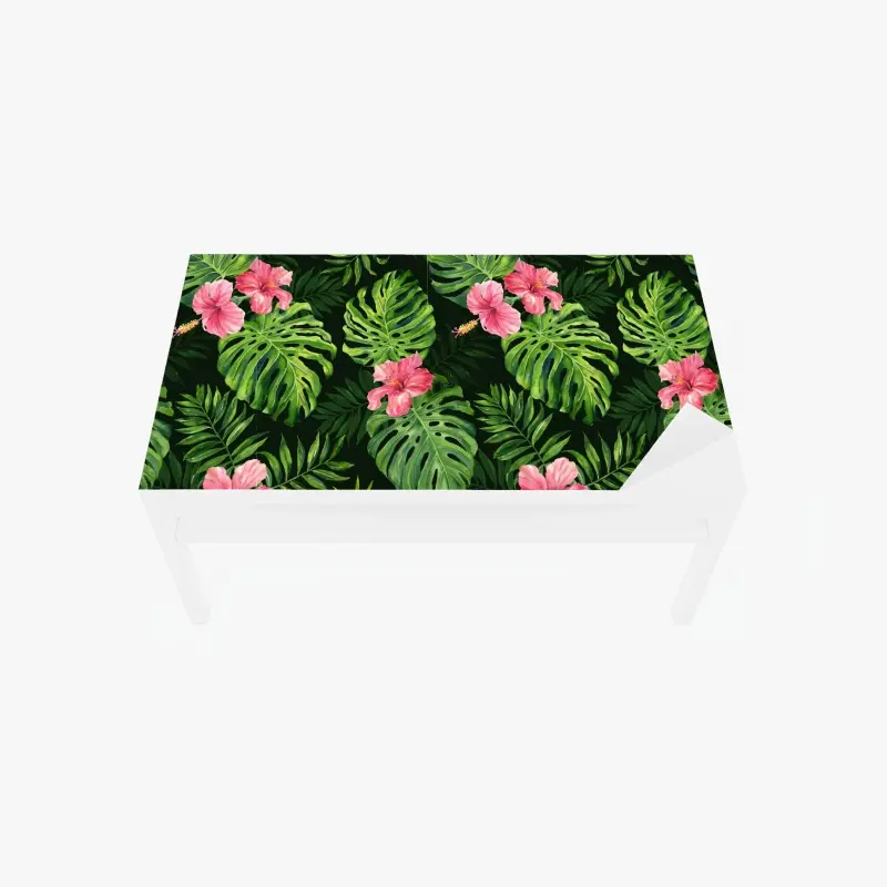 Tischaufkleber und Schreibtischaufkleber tropisches monstera- und hibiskus-motiv