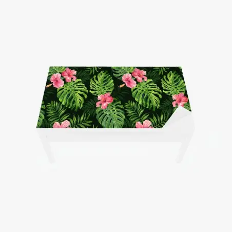 Tischaufkleber und Schreibtischaufkleber tropisches monstera- und hibiskus-motiv – Pixers®