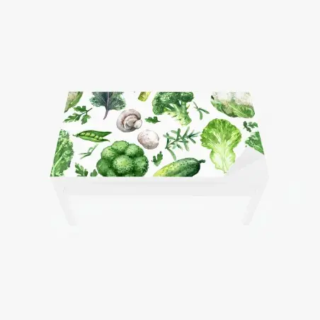 Tischaufkleber und Schreibtischaufkleber aquarellmuster grünes gemüse – Pixers®