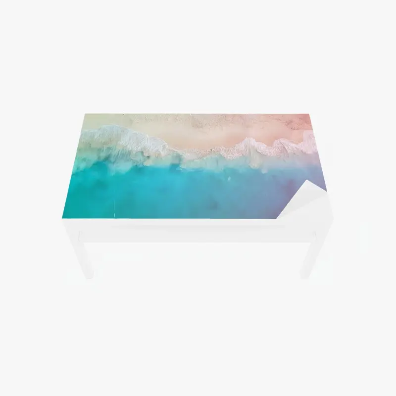 Tischaufkleber und Schreibtischaufkleber pastell türkis strand aus der luft