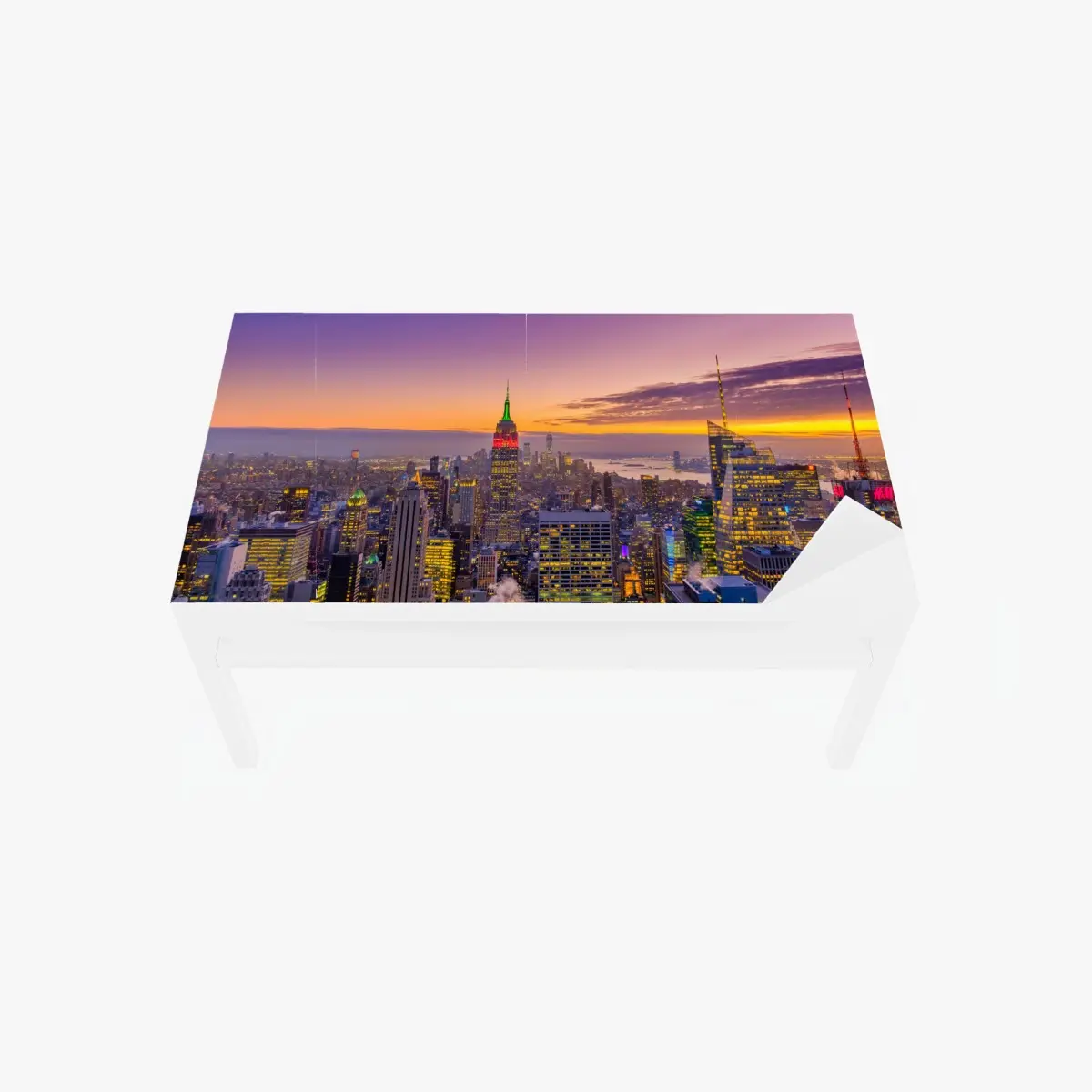 Tischaufkleber und Schreibtischaufkleber lebendige New York skyline bei sonnenuntergang – Pixers®