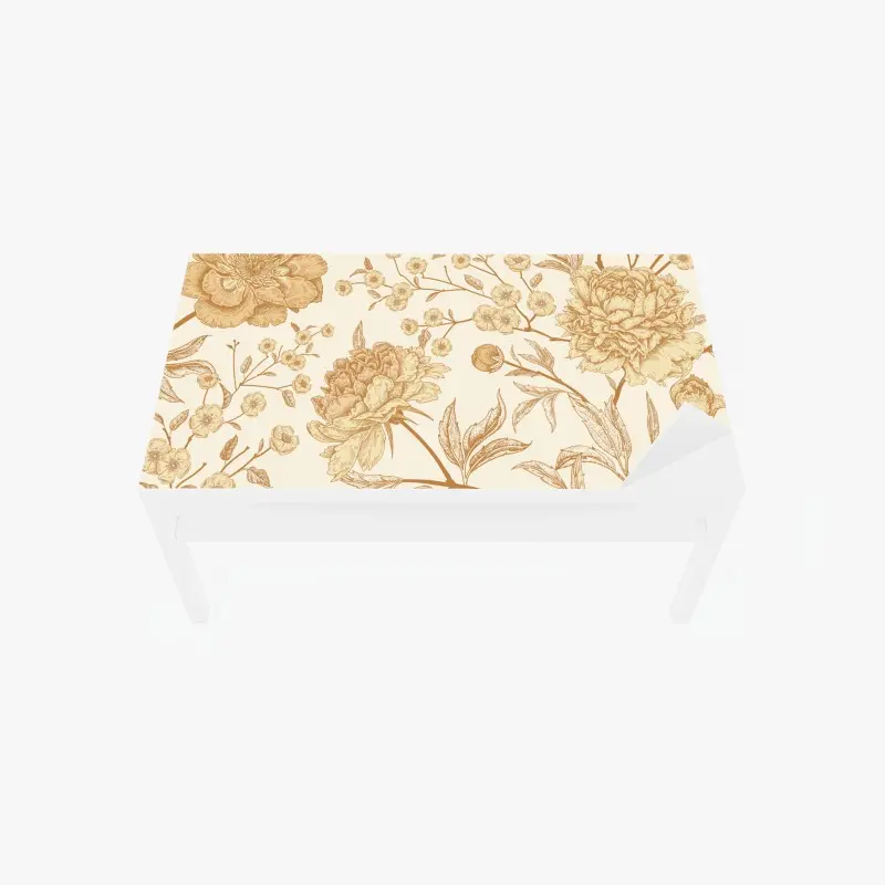 Tischaufkleber und Schreibtischaufkleber vintage beiges blumenmuster mit pfingstrosen