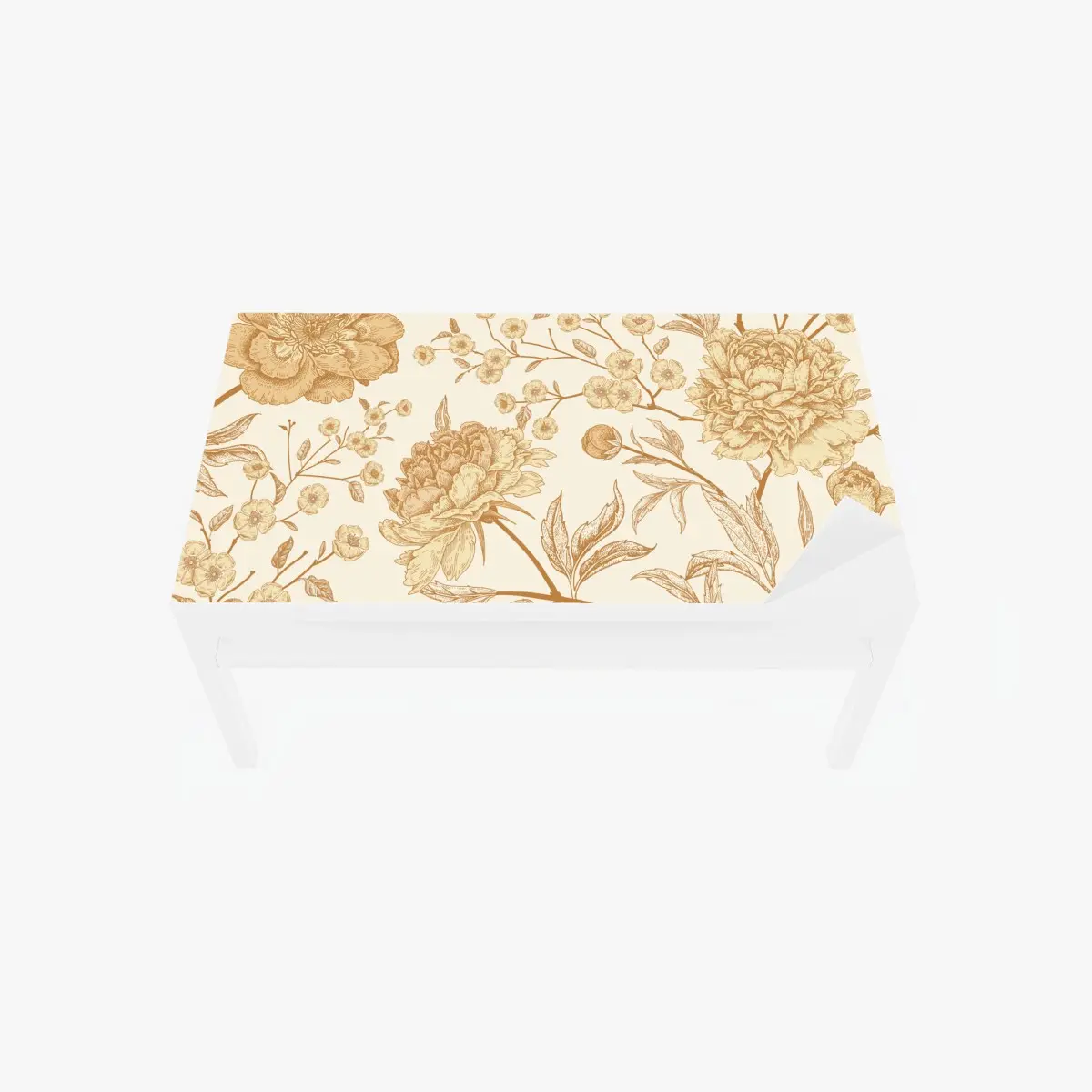 Tischaufkleber und Schreibtischaufkleber vintage beiges blumenmuster mit pfingstrosen – Pixers®