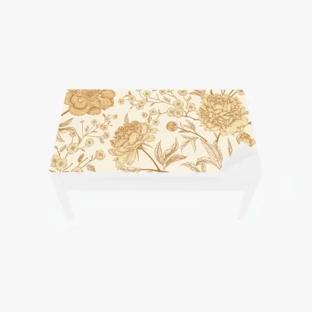 Tischaufkleber und Schreibtischaufkleber vintage beiges blumenmuster mit pfingstrosen – Pixers®