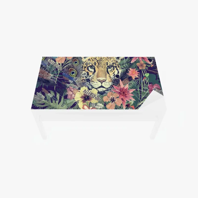 Tischaufkleber und Schreibtischaufkleber vintage aquarell leopard im tropischen dschungel