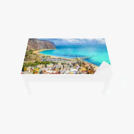 Tischaufkleber und Schreibtischaufkleber panorama des Strandes Las Teresitas, Teneriffa – Pixers®