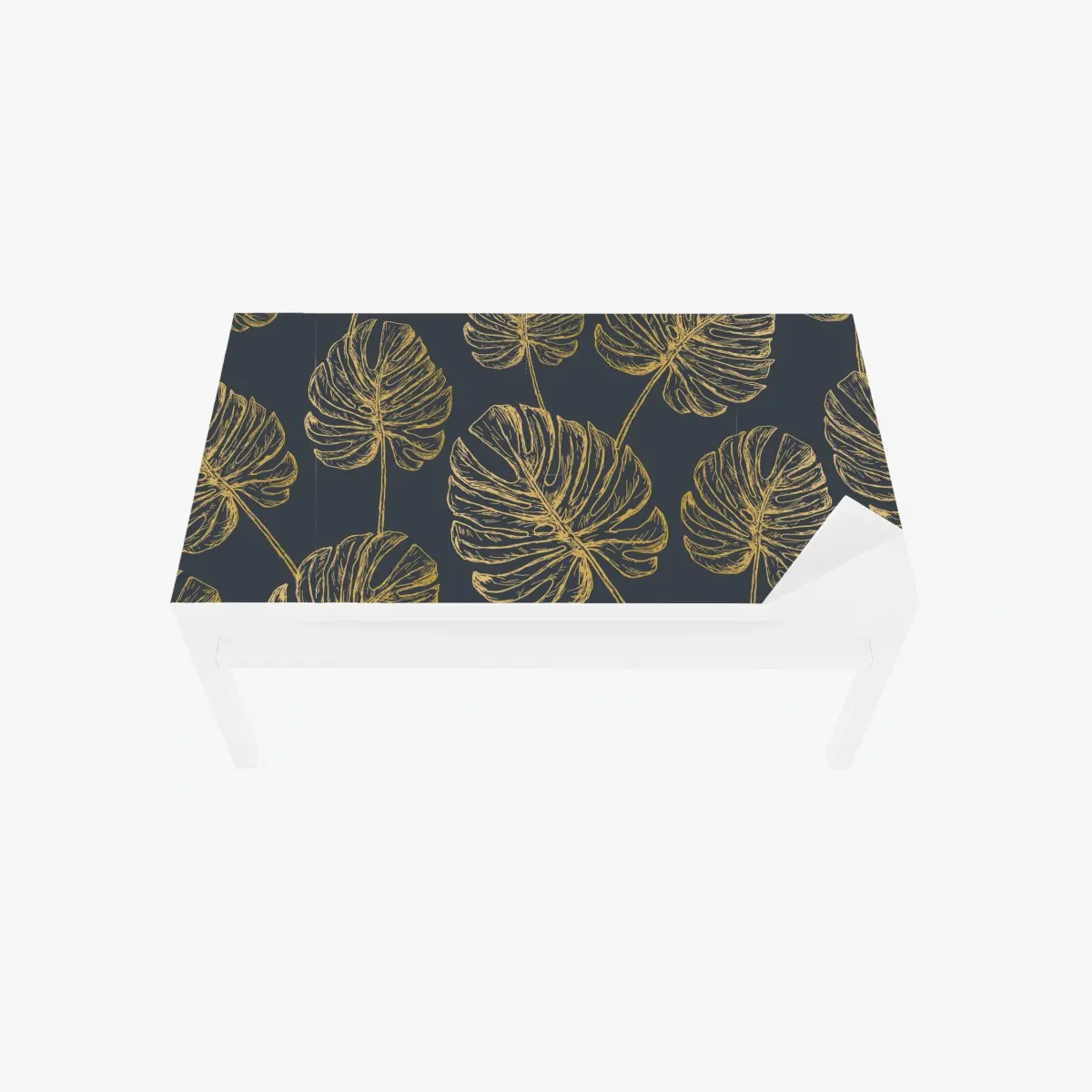 Tischaufkleber und Schreibtischaufkleber goldene monstera-blätter auf dunklem hintergrund – Pixers®