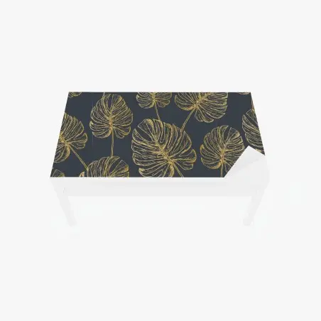 Tischaufkleber und Schreibtischaufkleber goldene monstera-blätter auf dunklem hintergrund – Pixers®
