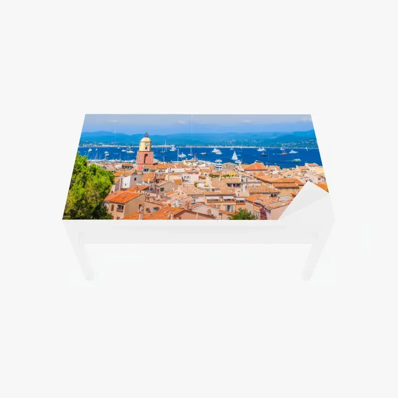 Tischaufkleber und Schreibtischaufkleber sonniges mediterranes hafenpanorama