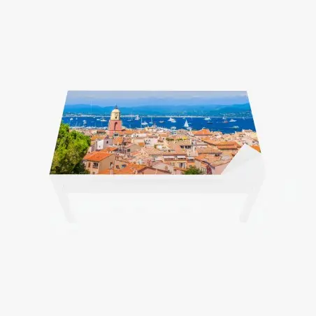 Tischaufkleber und Schreibtischaufkleber sonniges mediterranes hafenpanorama – Pixers®