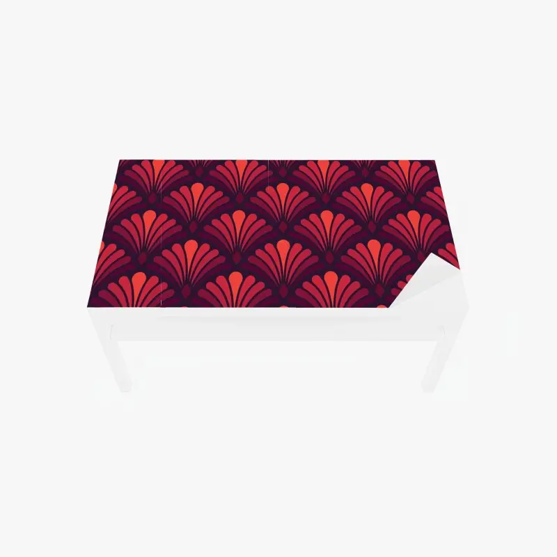 Tischaufkleber und Schreibtischaufkleber geometrisches art-déco fächermuster in warmen rot- und violetttönen