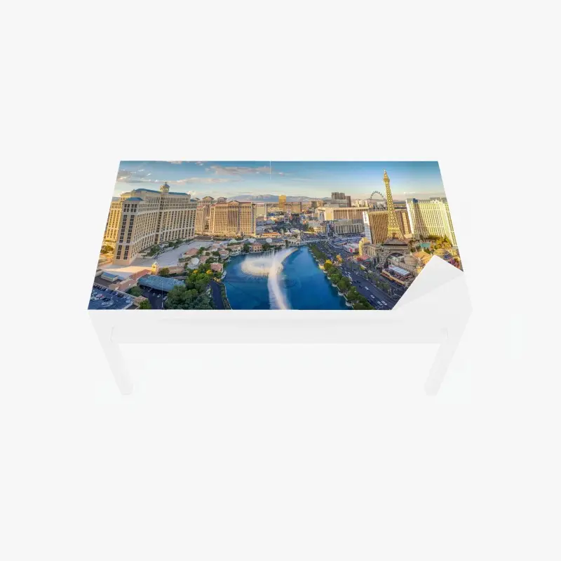 Tischaufkleber und Schreibtischaufkleber abendliches panorama von Las Vegas am strip