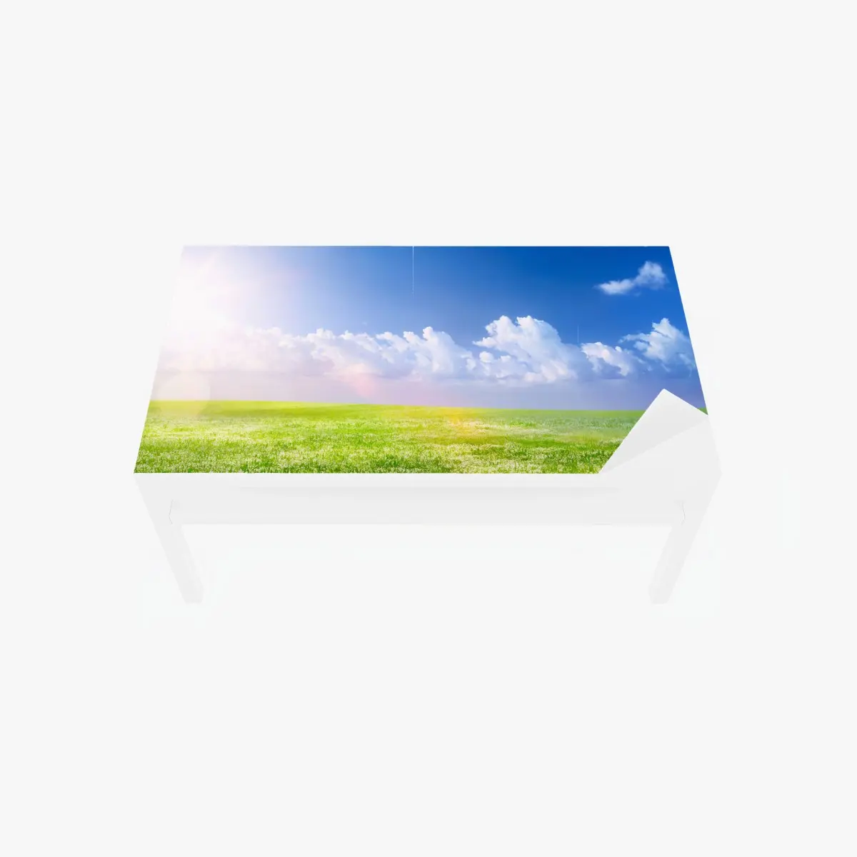 Tischaufkleber und Schreibtischaufkleber sonnige frühlingswiese unter blauem himmel – Pixers®