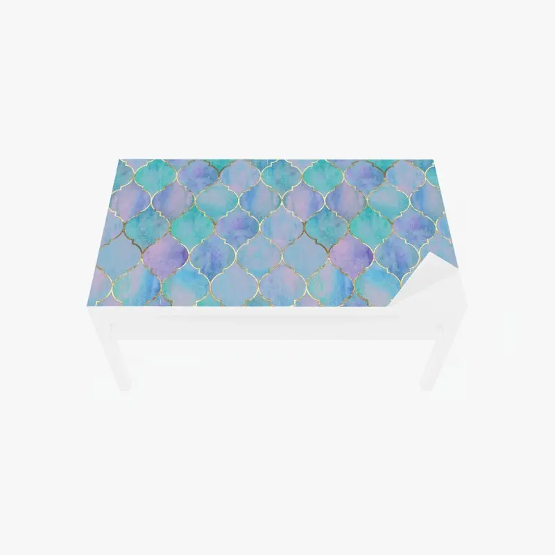 Tischaufkleber und Schreibtischaufkleber pastell türkis marokkanisches fliesenmuster
