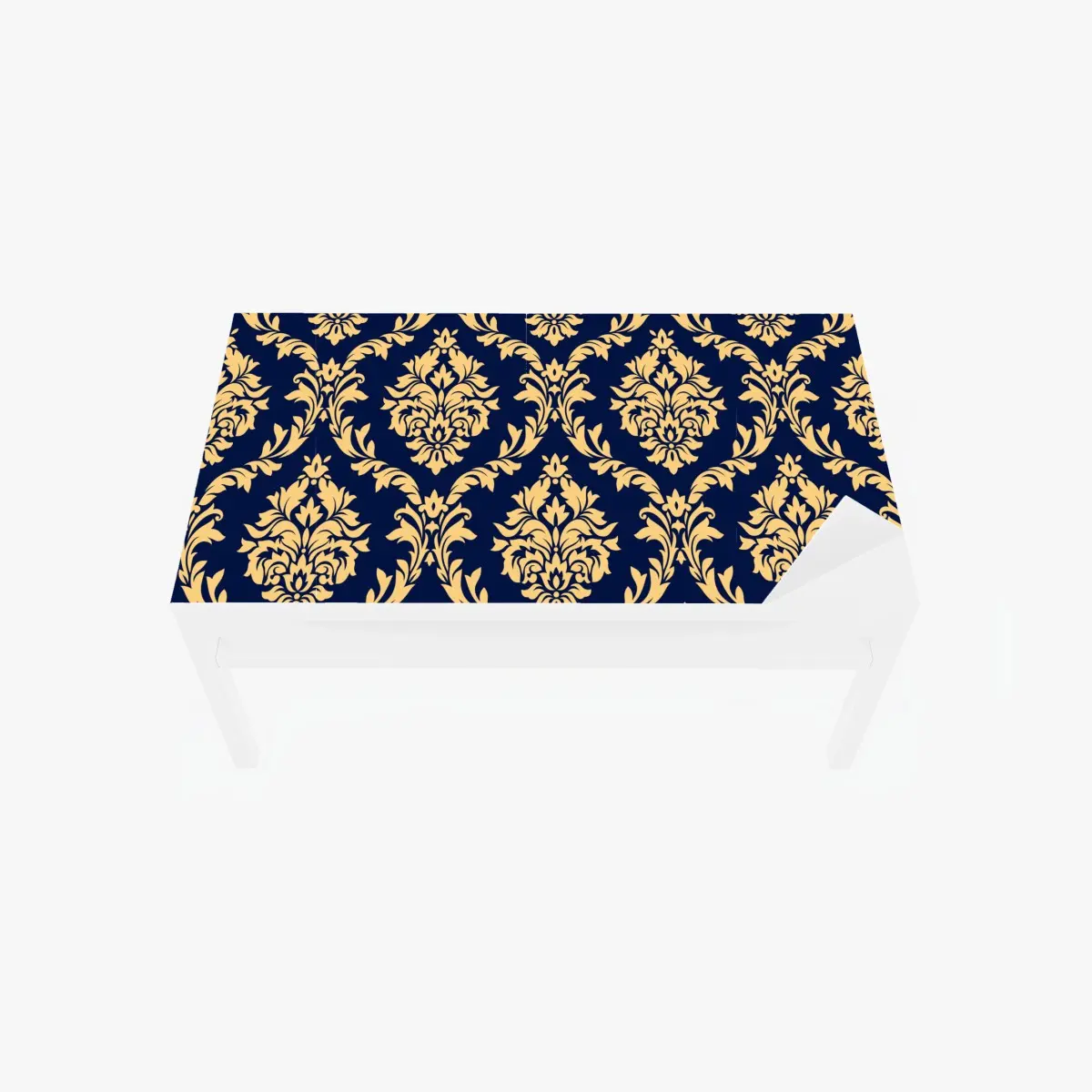 Tischaufkleber und Schreibtischaufkleber elegantes goldenes damastmuster auf tiefblauem hintergrund – Pixers®