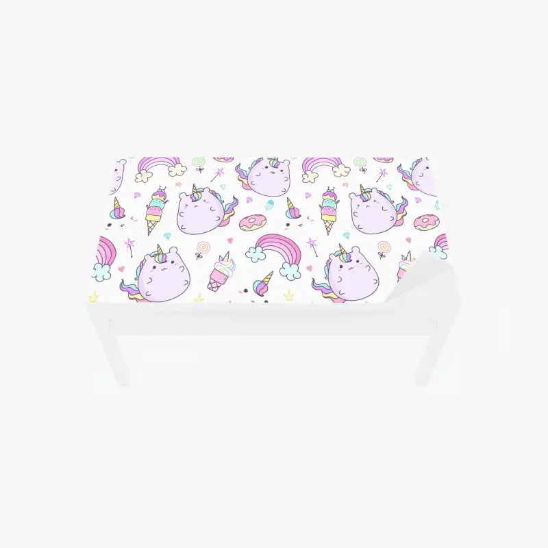 Tischaufkleber und Schreibtischaufkleber verspieltes pastell-einhorn-katzenmuster