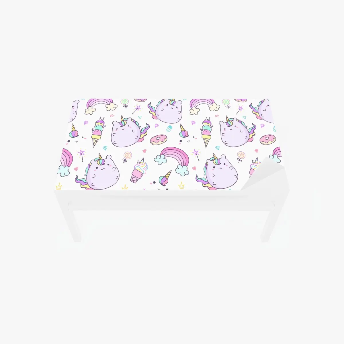 Tischaufkleber und Schreibtischaufkleber verspieltes pastell-einhorn-katzenmuster – Pixers®