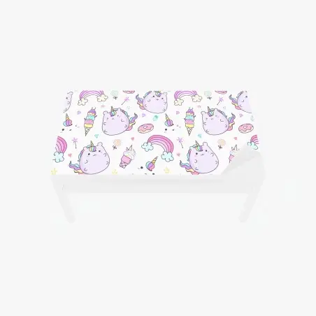 Tischaufkleber und Schreibtischaufkleber verspieltes pastell-einhorn-katzenmuster – Pixers®