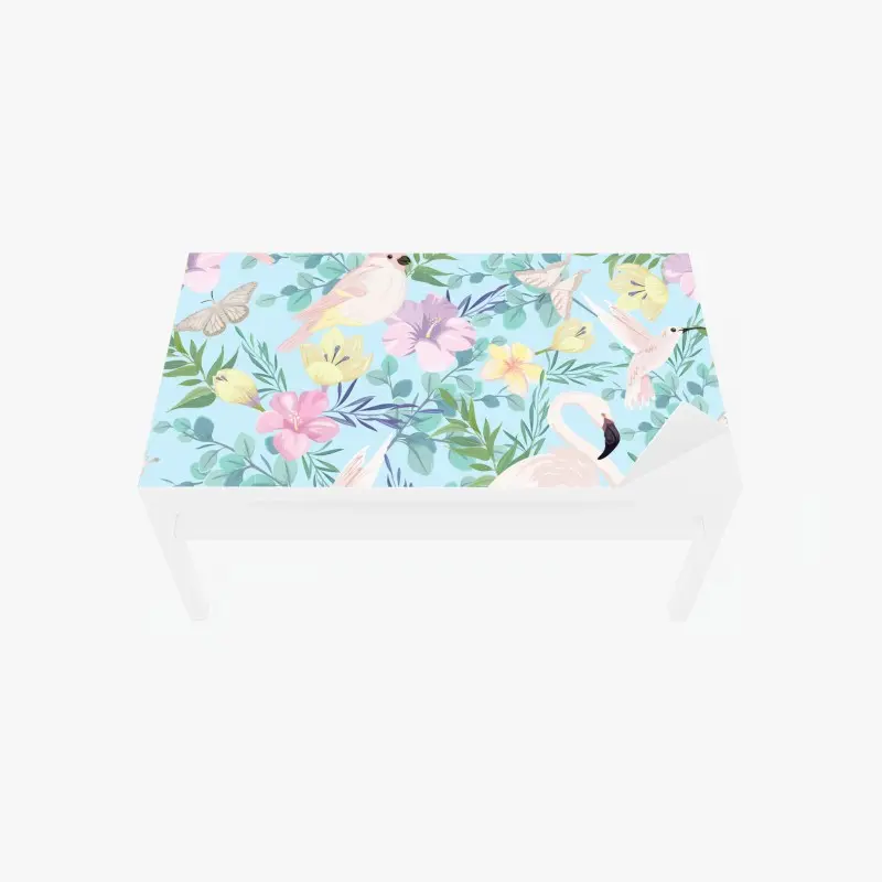 Tischaufkleber und Schreibtischaufkleber pastell tropisches vögel- und blumenmuster