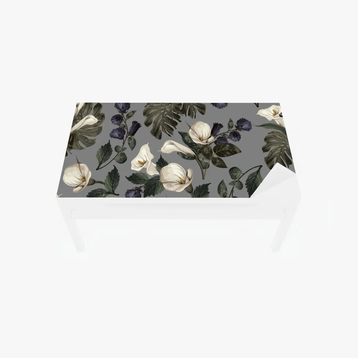Tischaufkleber und Schreibtischaufkleber vintage calla blumenmuster auf grauem hintergrund – Pixers®