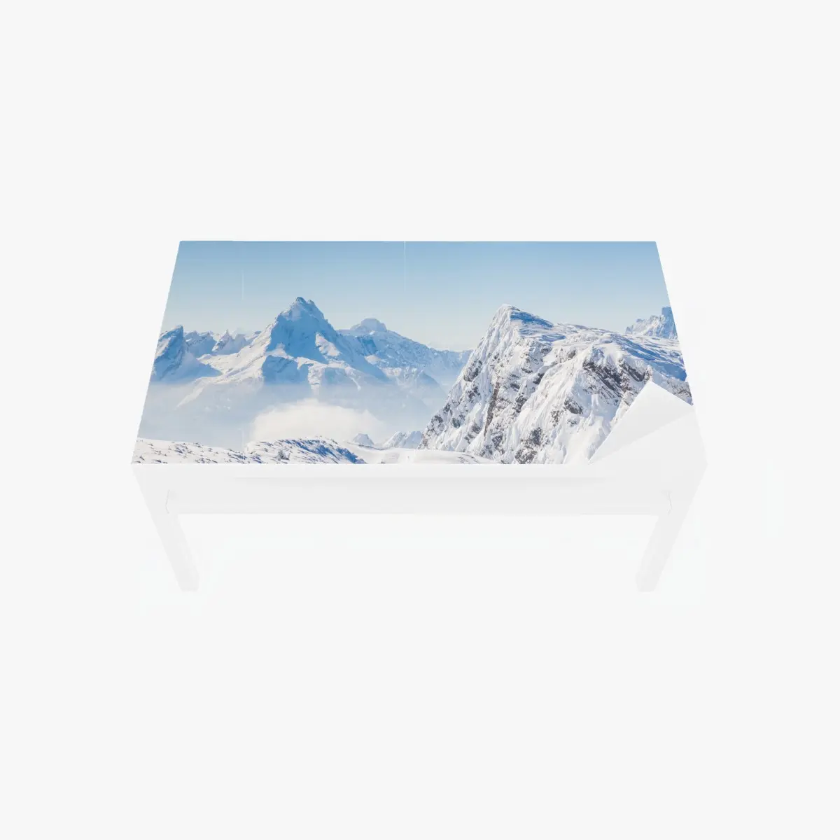 Tischaufkleber und Schreibtischaufkleber ruhige panorama verschneiter berge – Pixers®