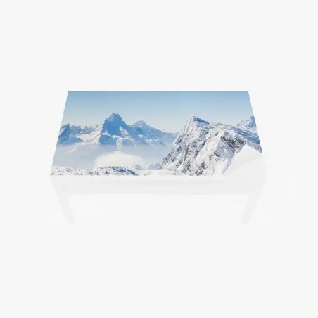 Tischaufkleber und Schreibtischaufkleber ruhige panorama verschneiter berge – Pixers®