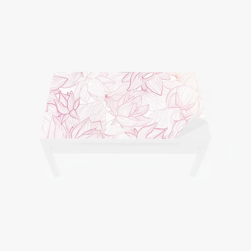 Tischaufkleber und Schreibtischaufkleber zartes rosa blumenlinienmuster