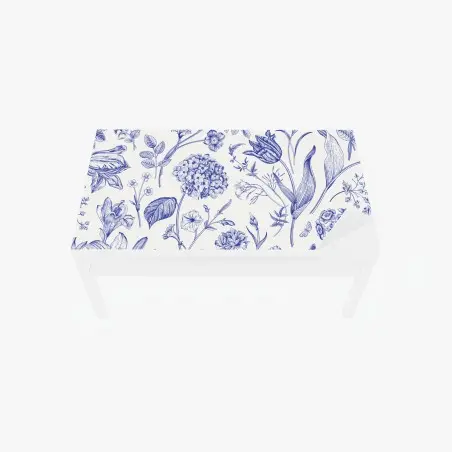 Tischaufkleber und Schreibtischaufkleber klassisches blaues toile blumenmuster – Pixers®