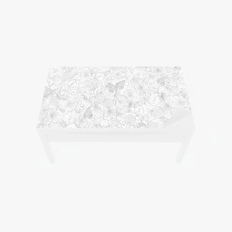 Tischaufkleber und Schreibtischaufkleber zartes handgezeichnetes blumenlinienmuster