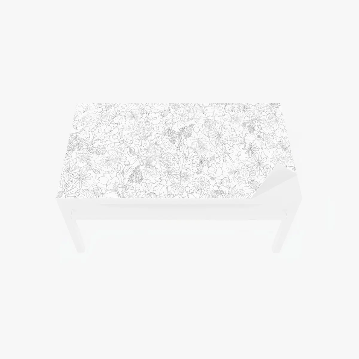 Tischaufkleber und Schreibtischaufkleber zartes handgezeichnetes blumenlinienmuster – Pixers®